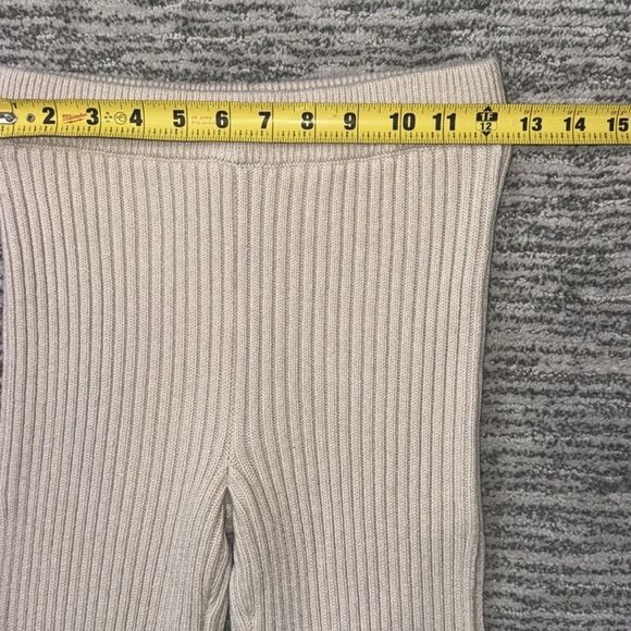 Guizio Cashmere Ribbed Knit Tie Pants and Cropped Top Small Oatmeal Revolve - Picture 12 of 16